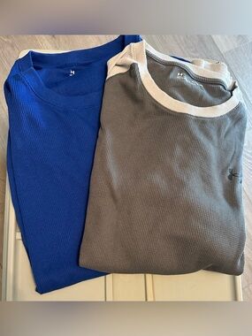 Under Armour Waffle Knit Tops - Royal Blue & Gray